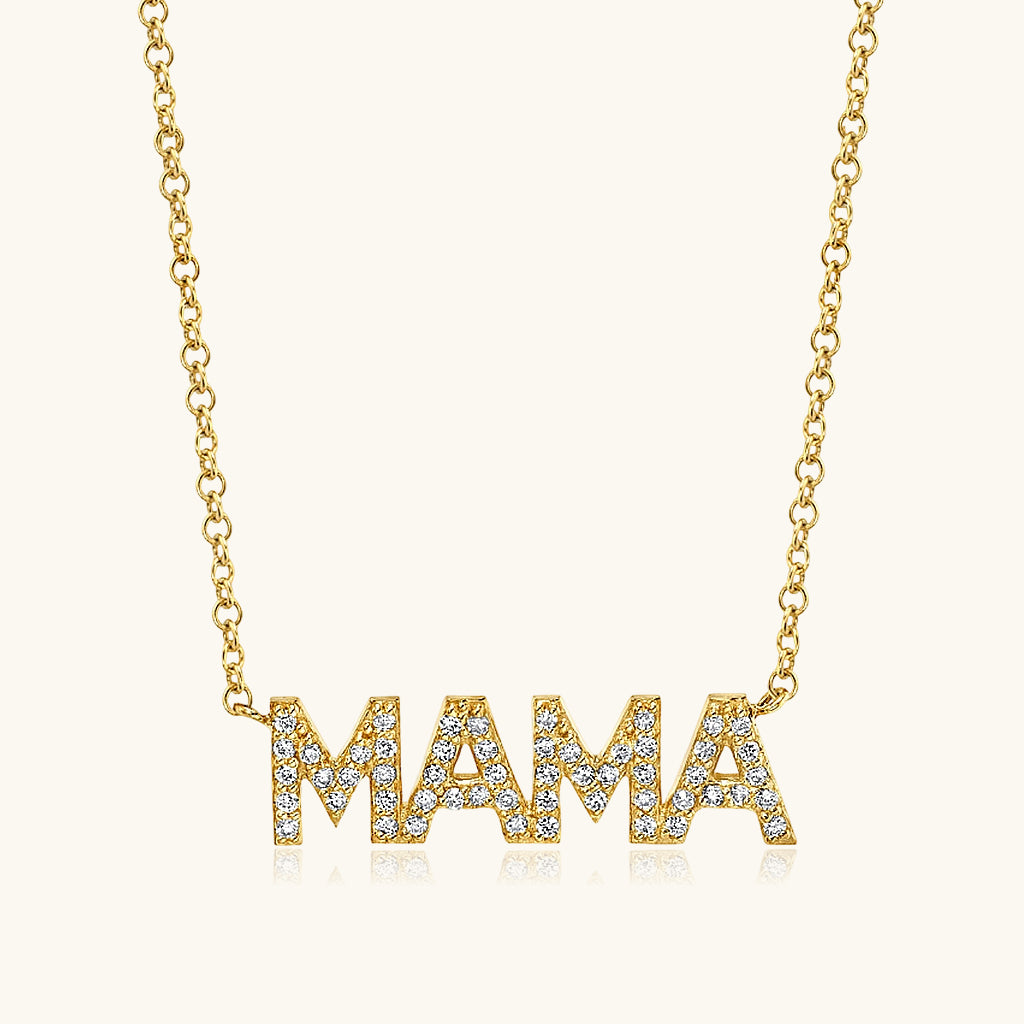Pave Mama Necklace - Gold