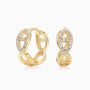 Pave Mariner Huggie Hoop Earrings - Gold