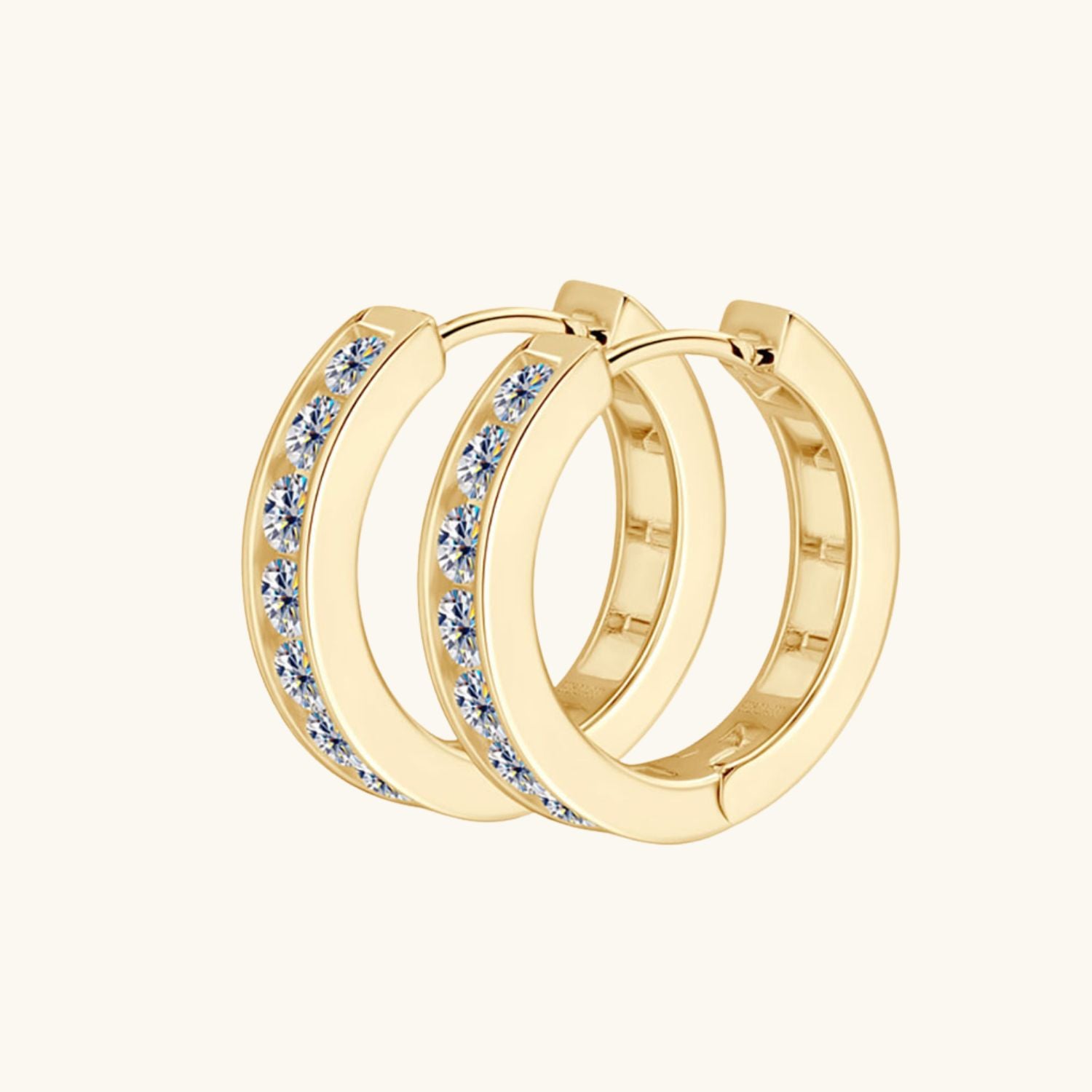 Pave Moissanite Hoop Earrings - Gold