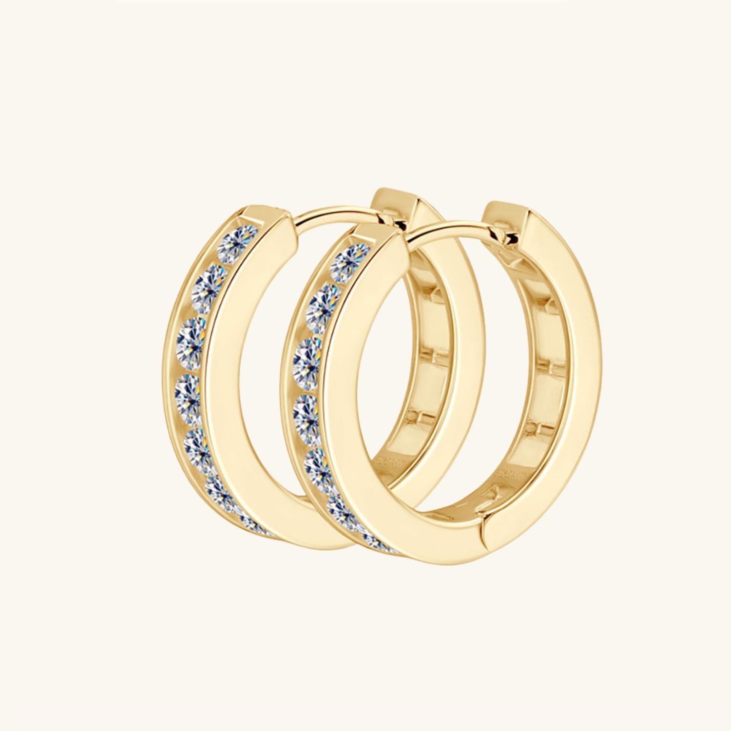 Pave Moissanite Hoop Earrings - Gold