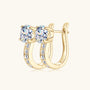 Pave Moissanite U Shape Hoop Earrings - Gold
