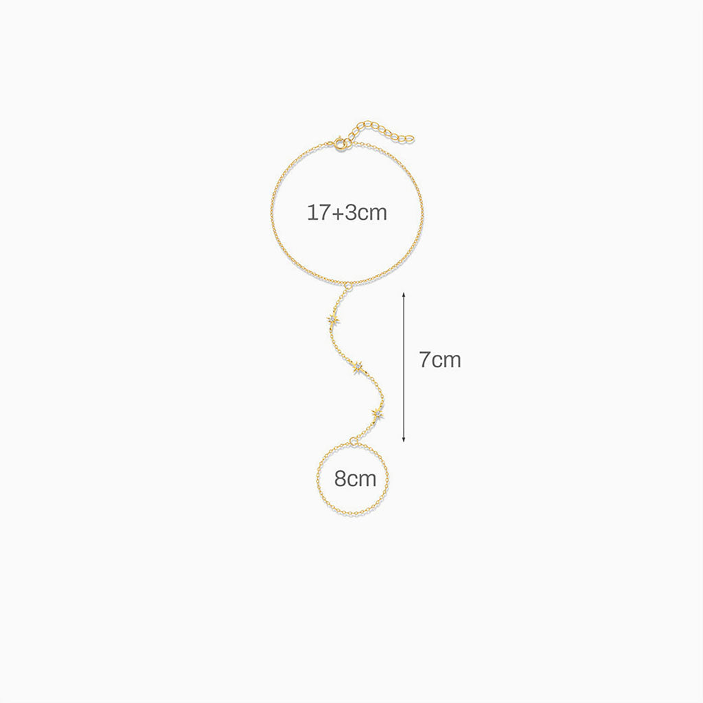 Pave North Star Hand Chain Bracelet - Gold