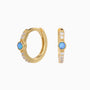 Pave Opal Huggie Hoop Earrings - Gold