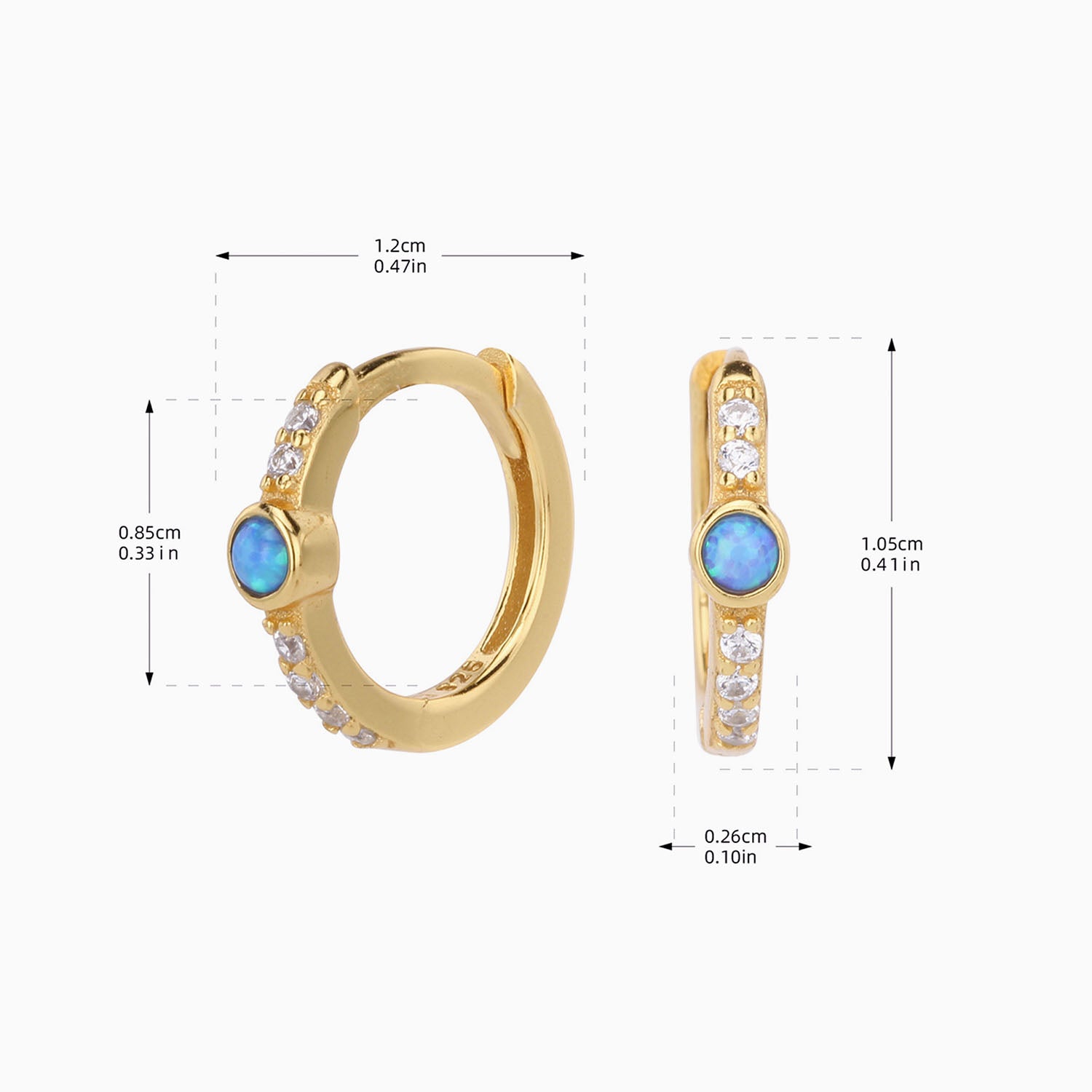 Pave Opal Huggie Hoop Earrings - Gold