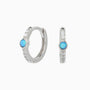 Pave Opal Huggie Hoop Earrings - Silver
