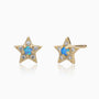Pave Opal Star Stud Earrings - Gold