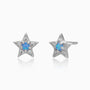 Pave Opal Star Stud Earrings - Silver