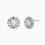 Pave Opal Sunflower Stud Earrings - Silver