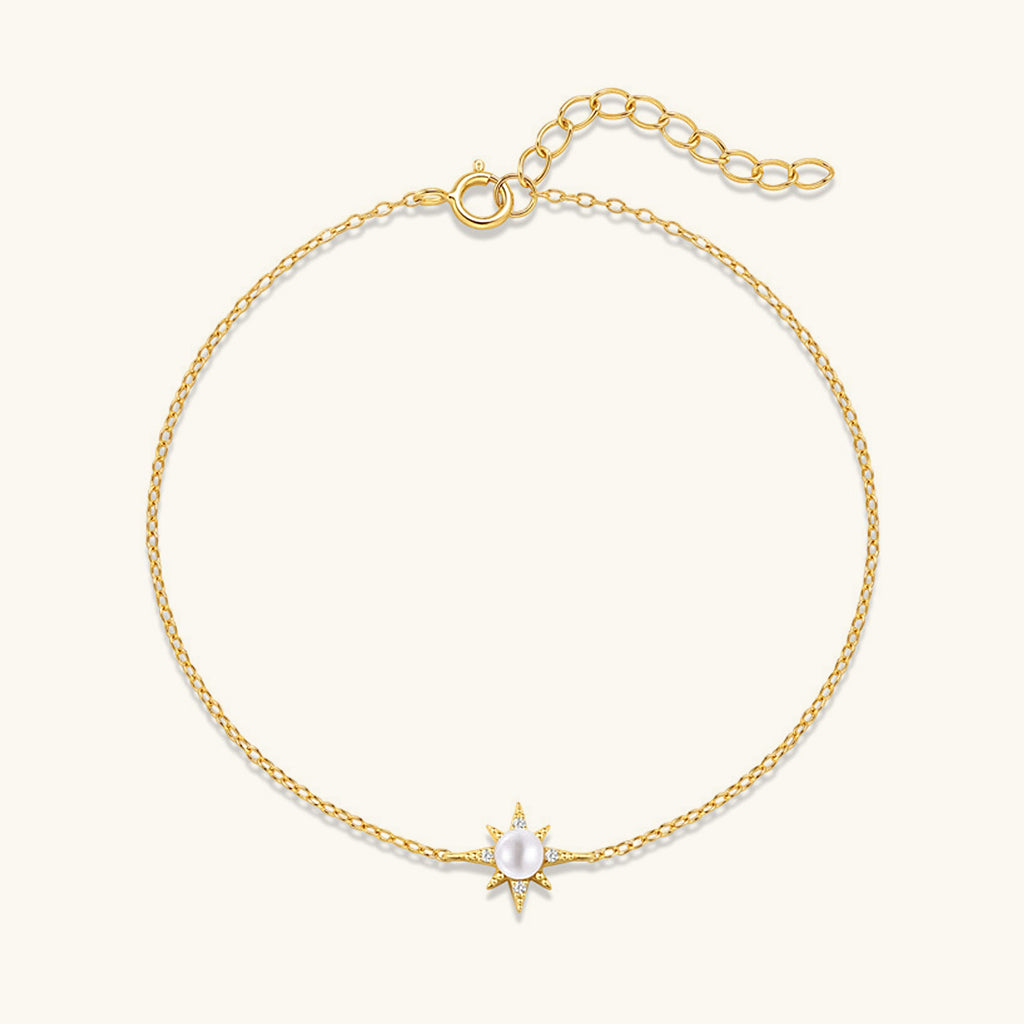 Pave Pearl North Star Bracelet - Gold