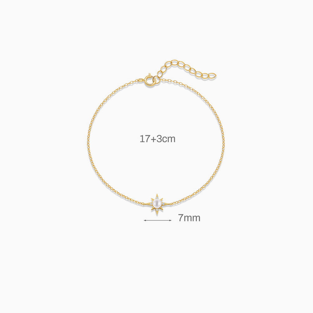 Pave Pearl North Star Bracelet - Gold
