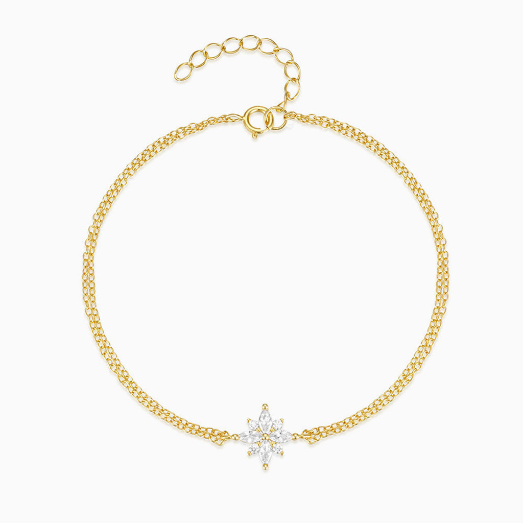 Pave Snowflake Layered Bracelet - Gold