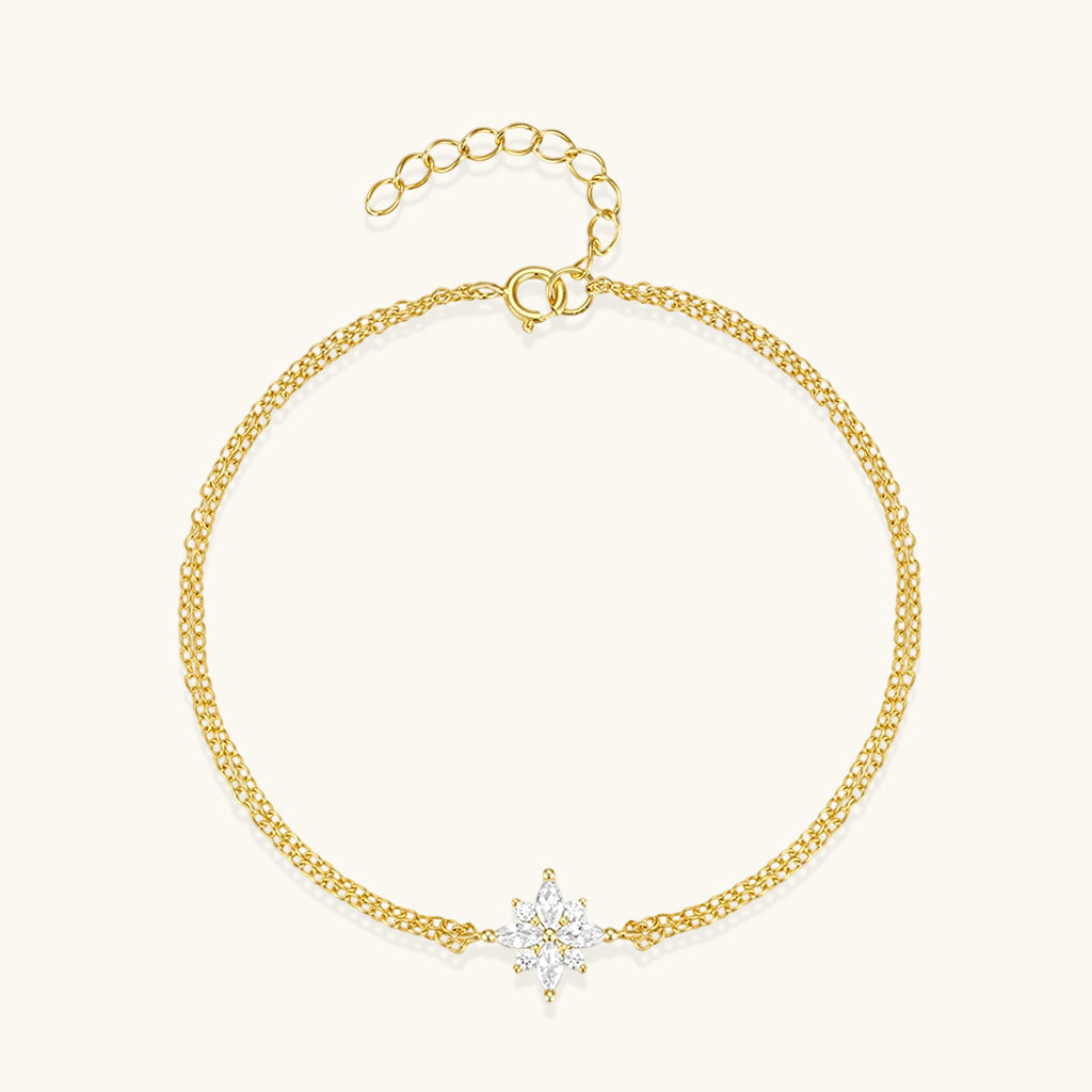 Pave Snowflake Layered Bracelet - Gold