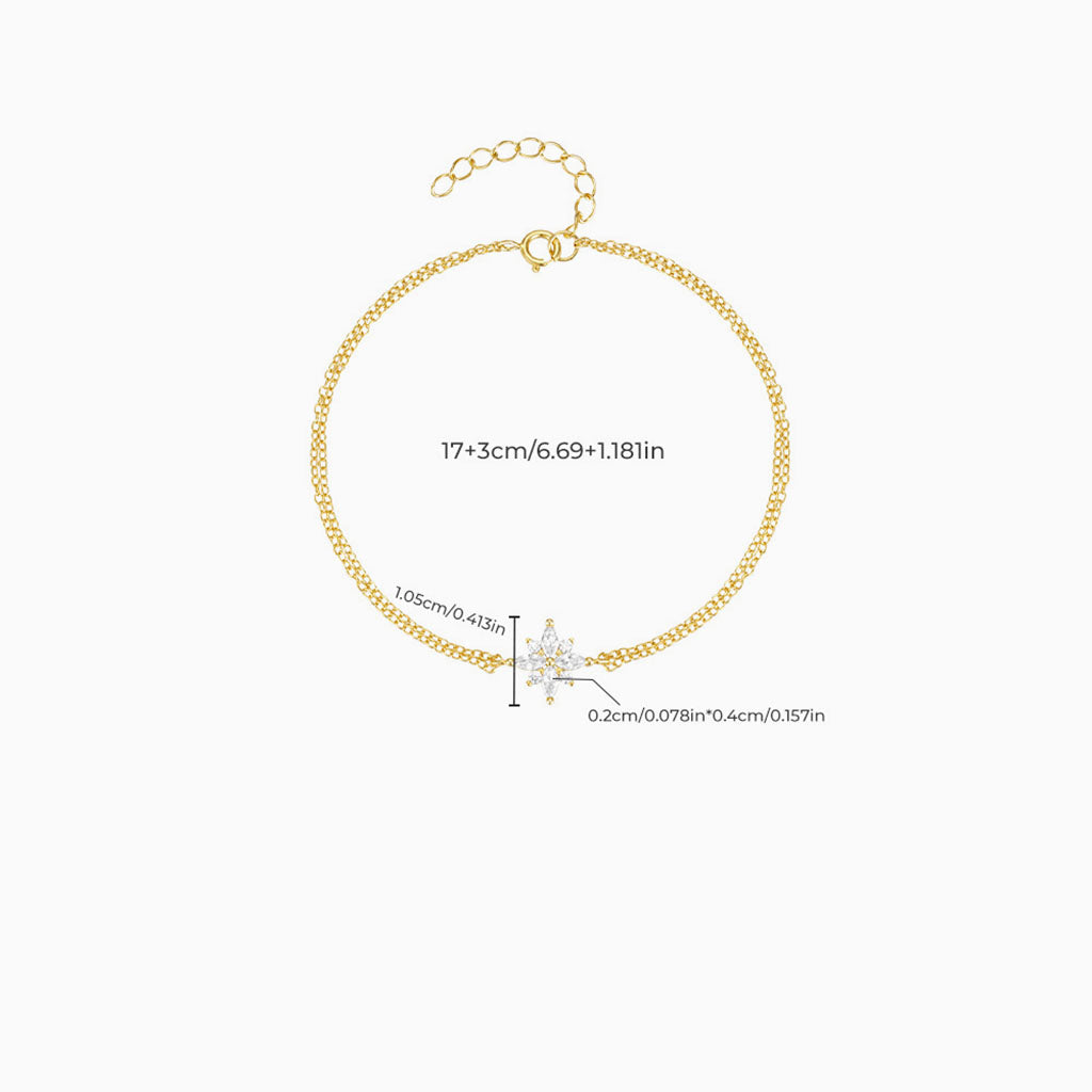 Pave Snowflake Layered Bracelet - Gold