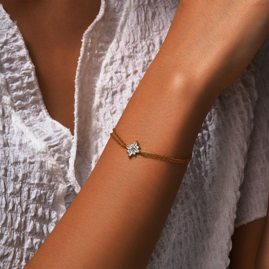 Pave Snowflake Layered Bracelet - Gold