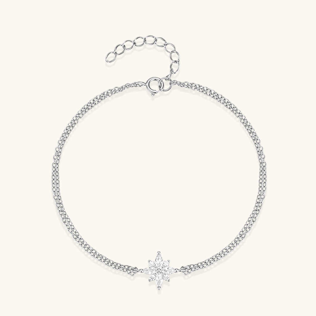 Pave Snowflake Layered Bracelet - Silver