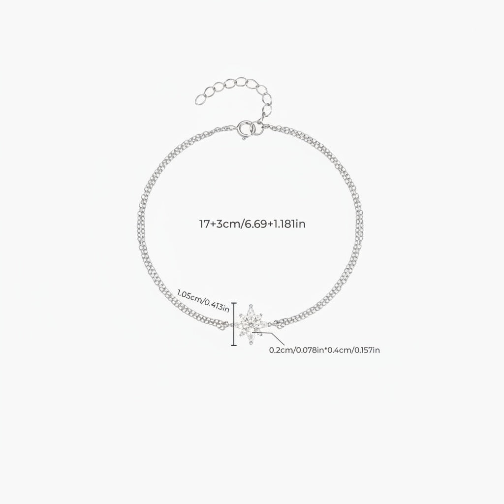 Pave Snowflake Layered Bracelet - Silver