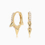Pave Spike Huggie Hoop Earrings - Gold