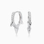Pave Spike Huggie Hoop Earrings - Silver
