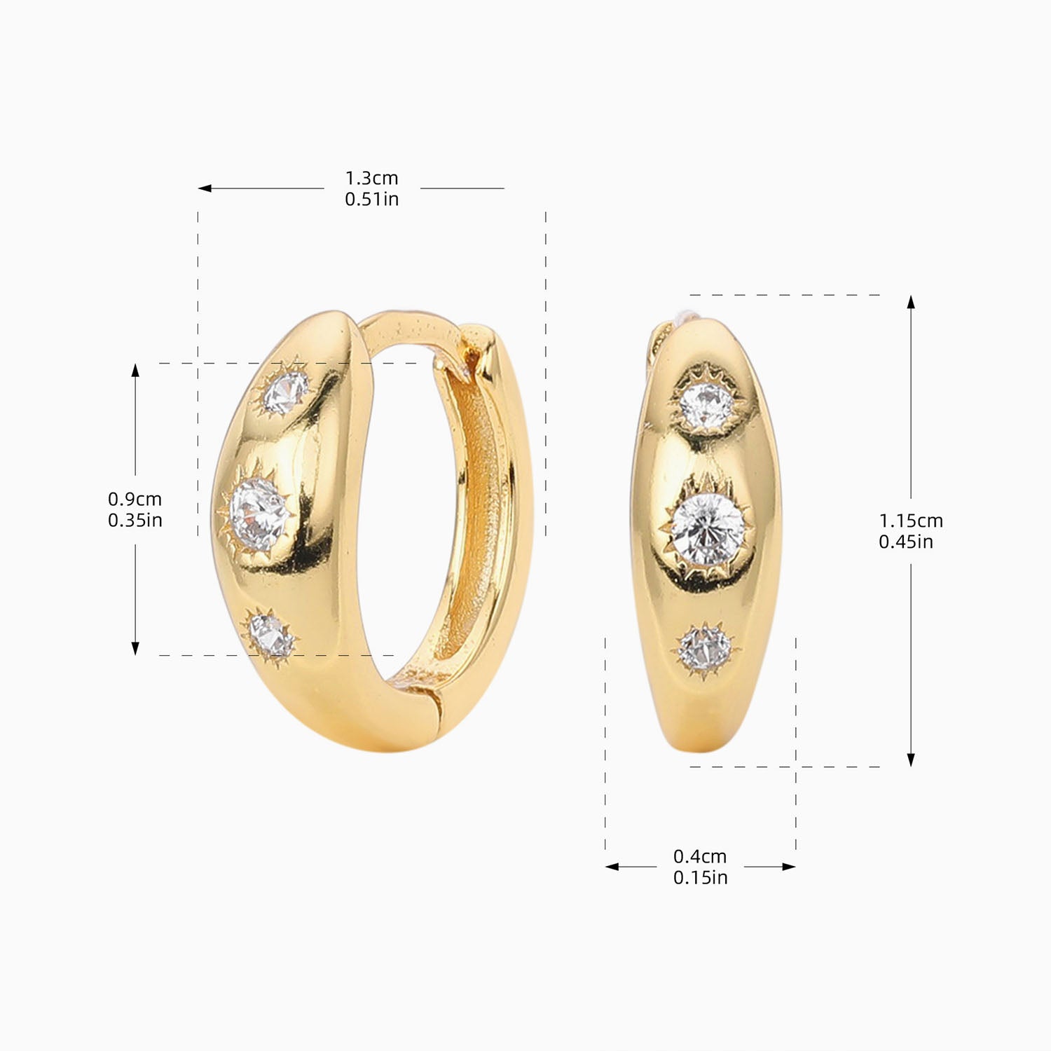 Pave Starburst Dome Huggie Hoop Earrings - Gold