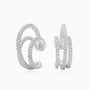 Pave Triple Row Ear Cuff Earrings - Silver