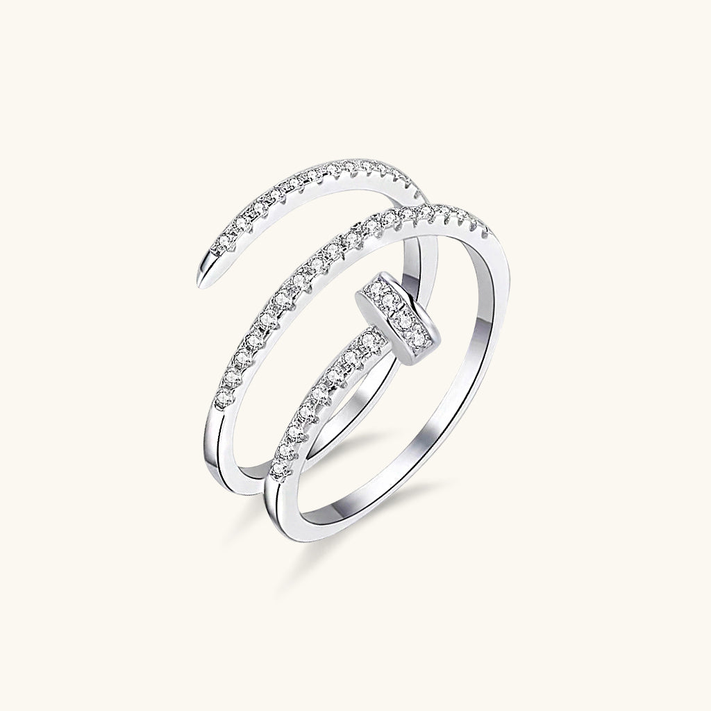 Pave Wrap Nail Ring - Silver