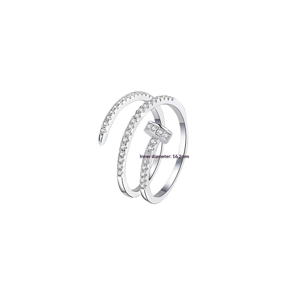 Pave Wrap Nail Ring - Silver