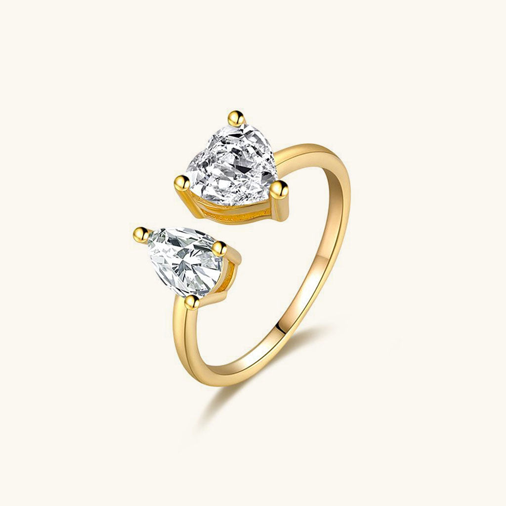 Pear and Heart Diamond Open Wrap Ring - Gold
