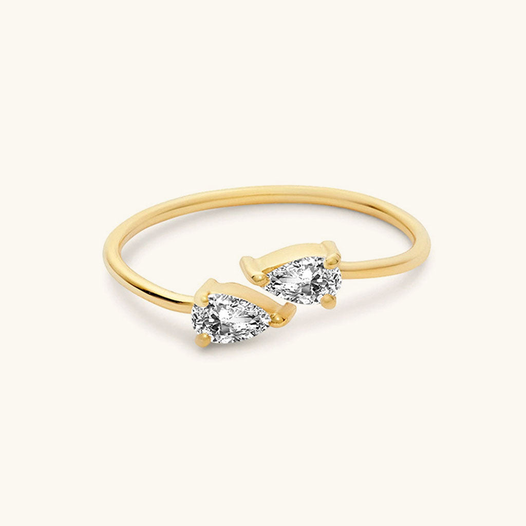 Pear Diamond Open Wrap Ring - Gold