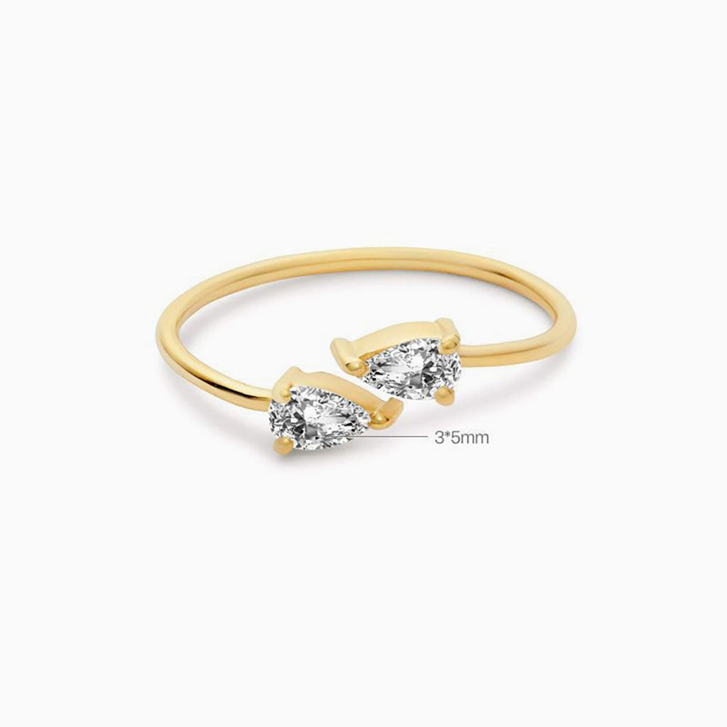 Pear Diamond Open Wrap Ring - Gold