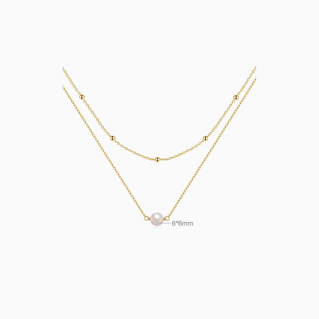 Pearl and Beaded Layered Necklace - Gold