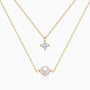 Pearl and Diamond Layered Necklace - Gold