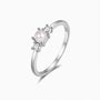Pearl and Diamond Three Stone Ring - Silver