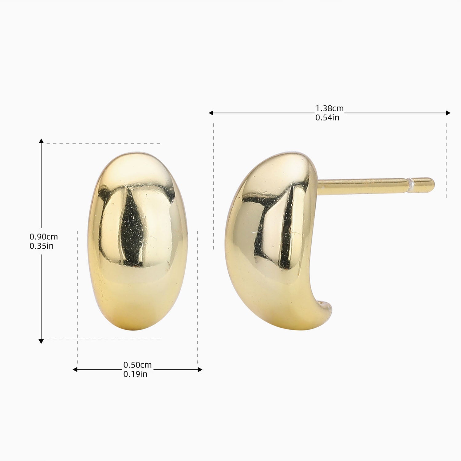 Pebble Stud Earrings - Gold