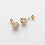 Petite Bezel Diamond Solitaire Stud Earrings - Gold