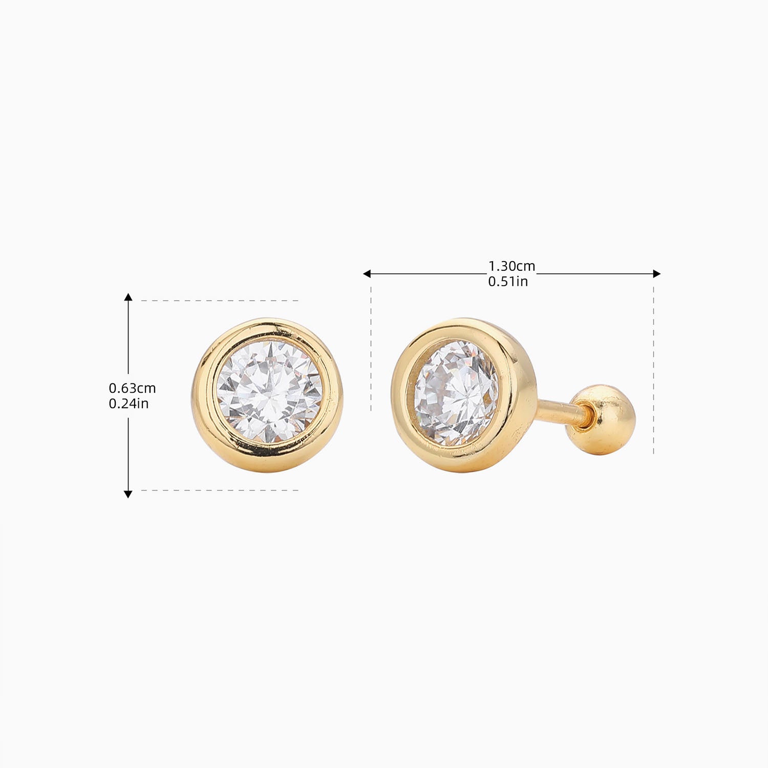 Petite Bezel Diamond Solitaire Stud Earrings - Gold