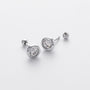 Petite Bezel Diamond Solitaire Stud Earrings - Silver