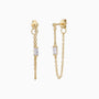 Petite Diamond Chain Stud Earrings - Gold