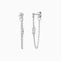 Petite Diamond Chain Stud Earrings - Silver