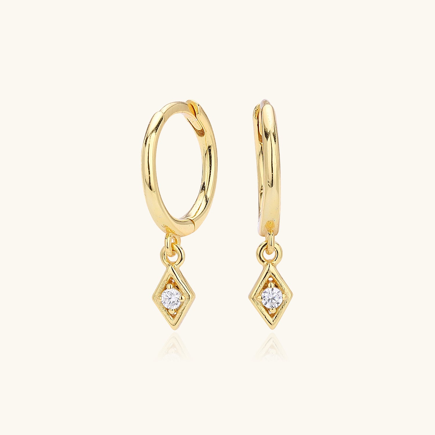 Petite Diamond Drop Huggie Hoop Earrings - Gold