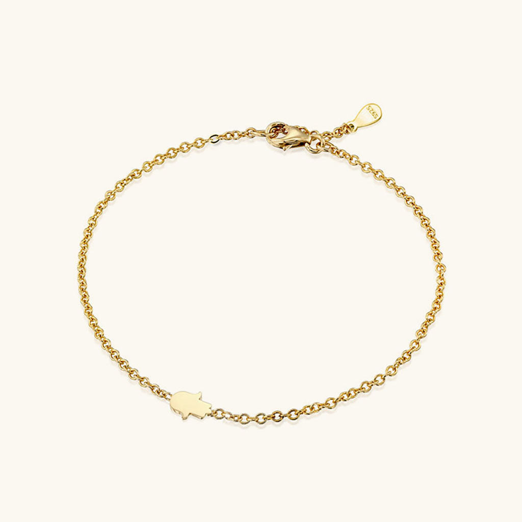 Petite Hamsa Hand Chain Bracelet - Gold