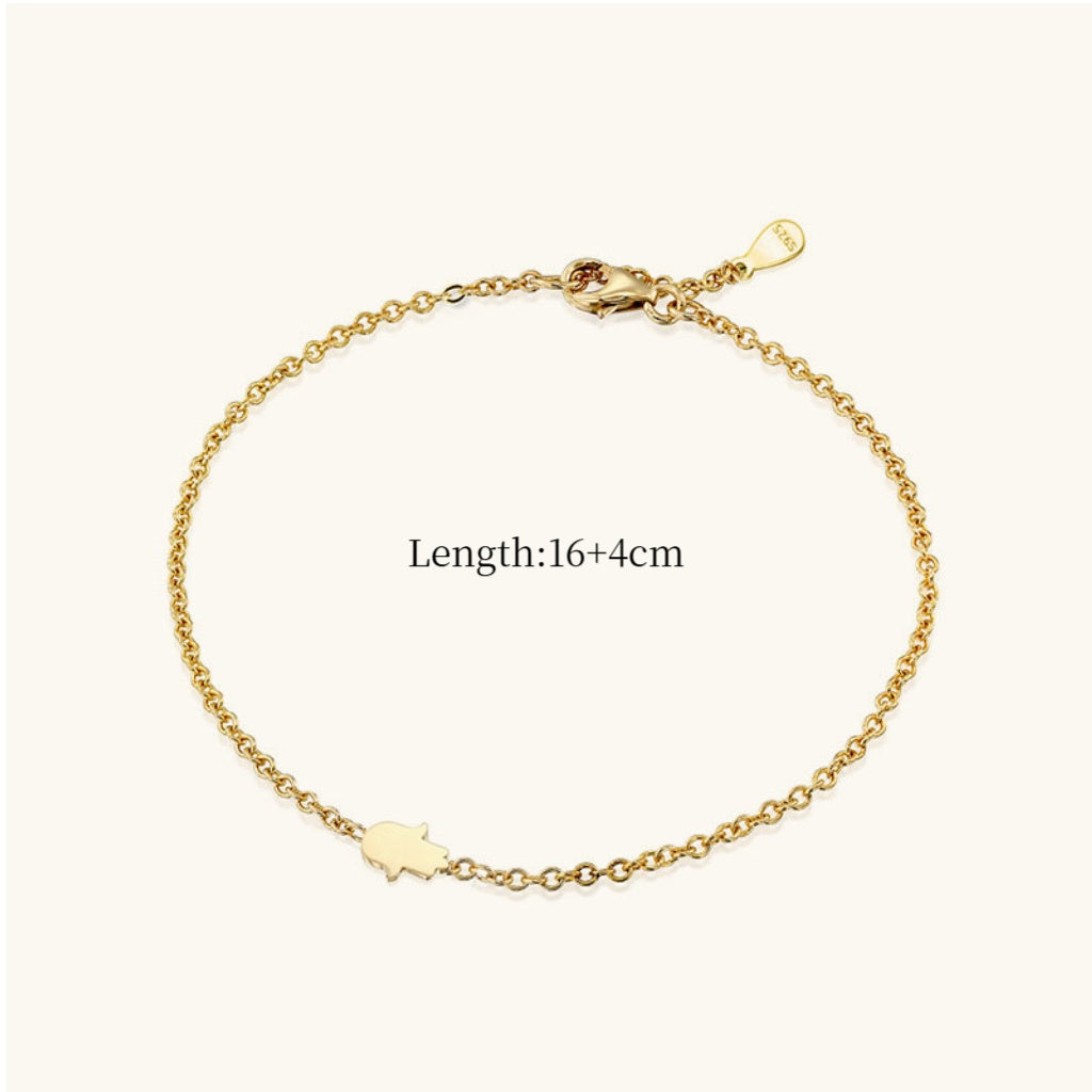 Petite Hamsa Hand Chain Bracelet - Gold