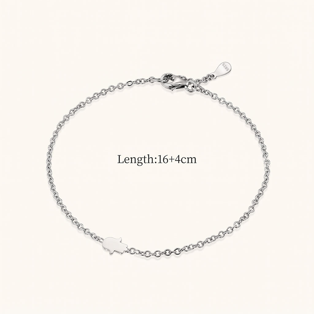 Petite Hamsa Hand Chain Bracelet - Silver