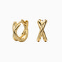 Polished Crossover Huggie Hoop Earrings - Gold