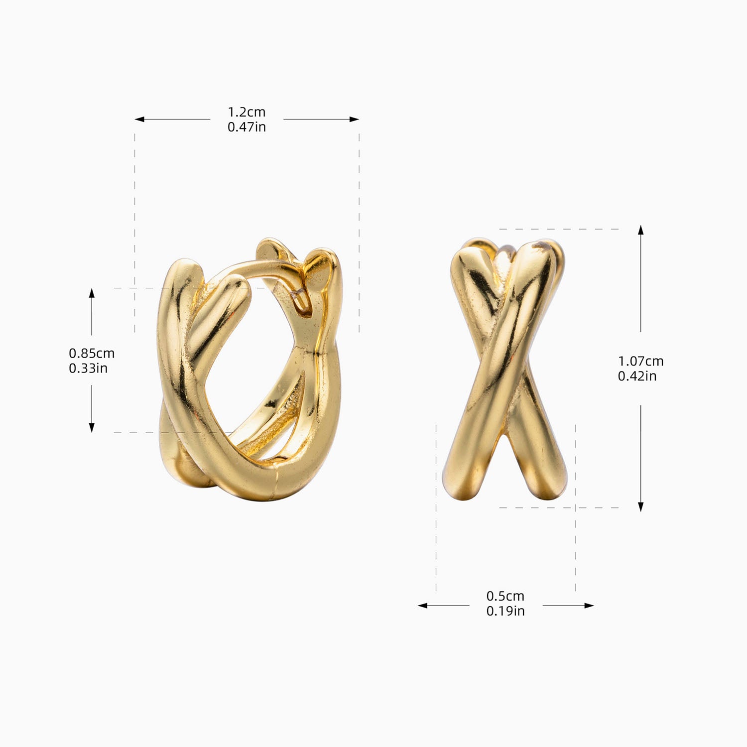Polished Crossover Huggie Hoop Earrings - Gold