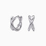 Polished Crossover Huggie Hoop Earrings - Silver