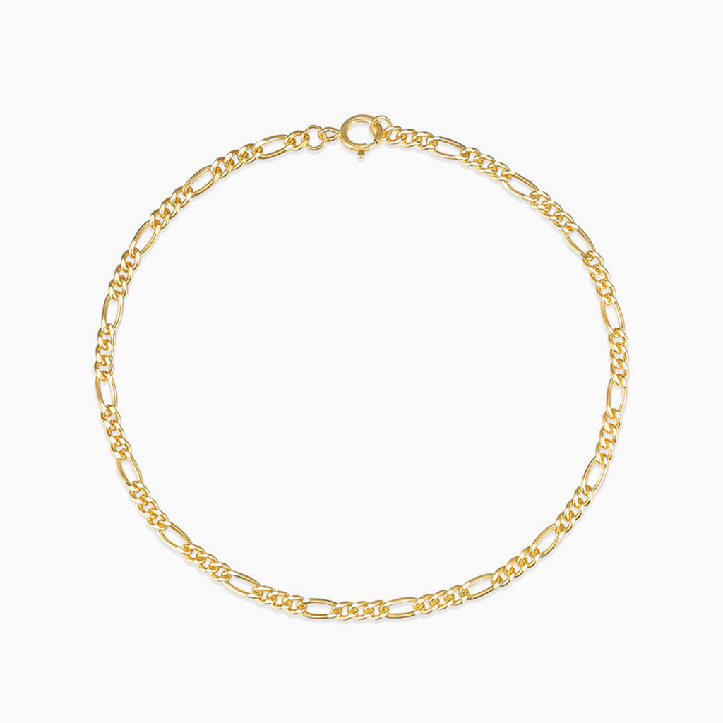 Polished Figaro Chain Bracelet - Gold