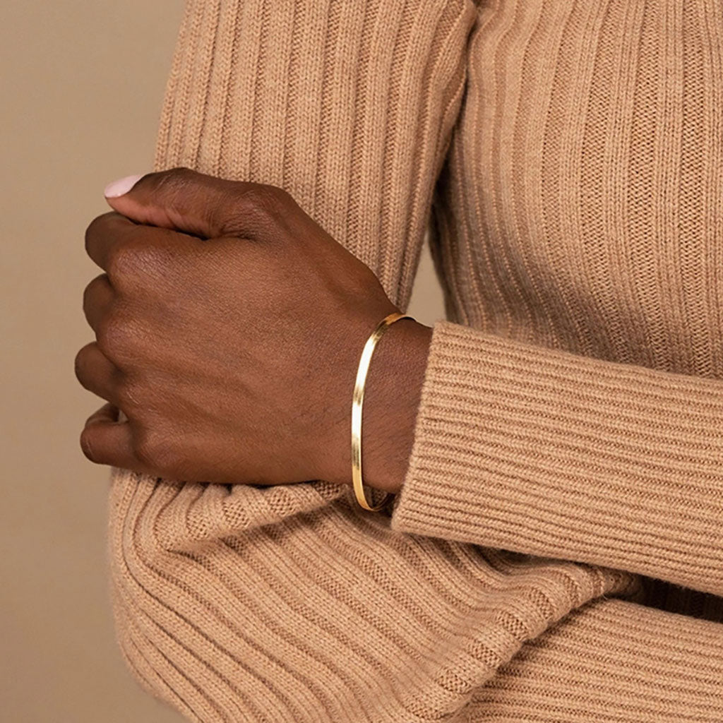 Polished Herringbone Bracelet - Gold
