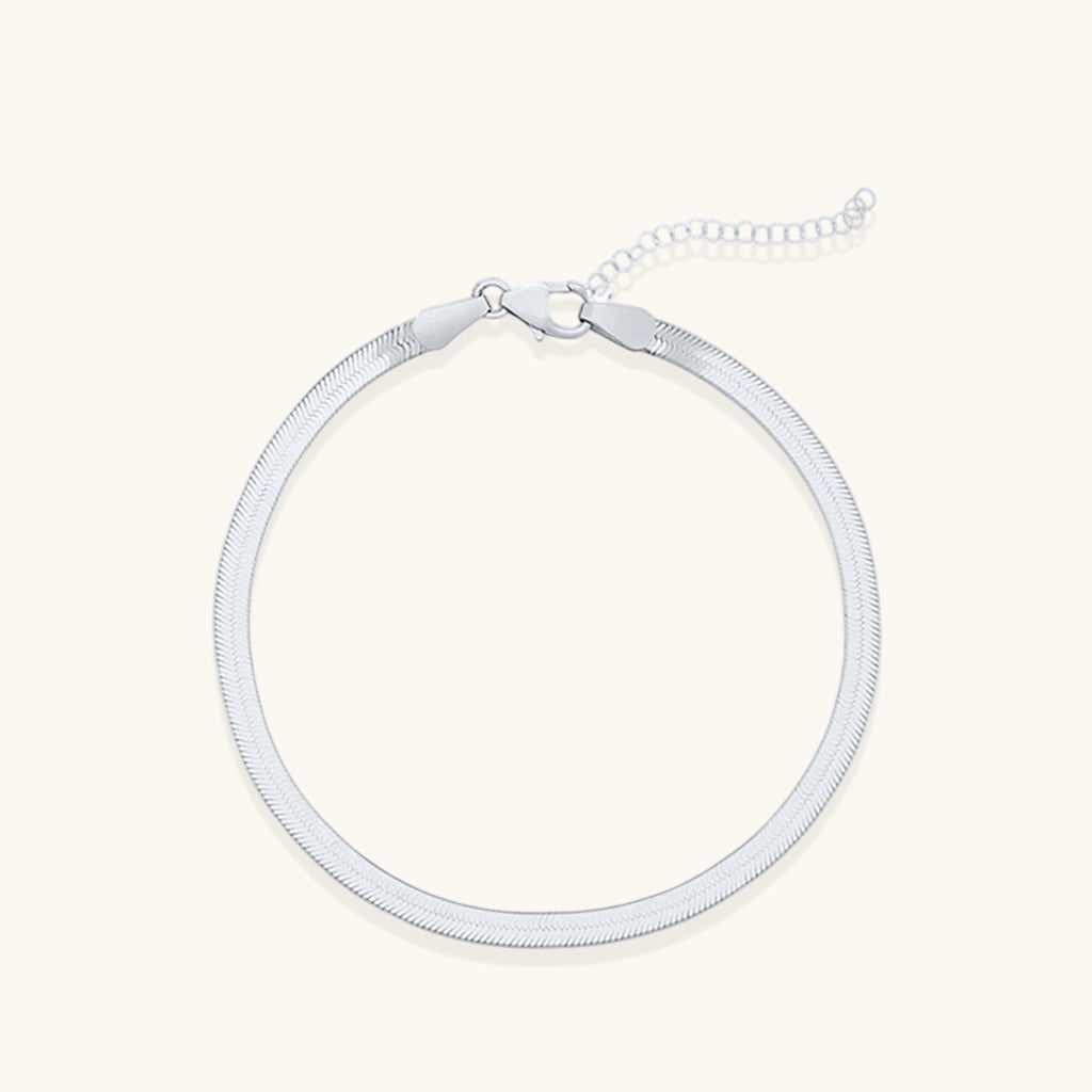 Polished Herringbone Bracelet - Silver