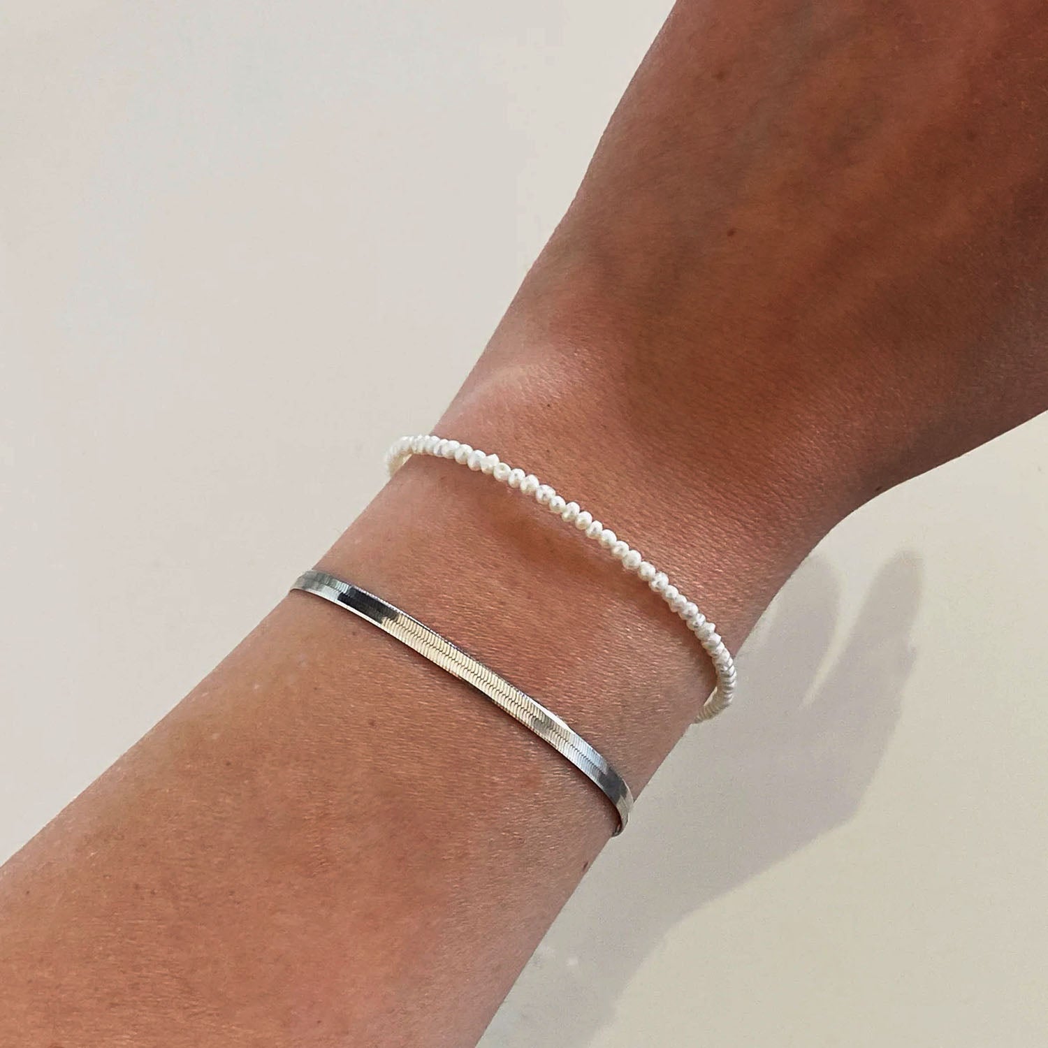 Polished Herringbone Bracelet - Silver