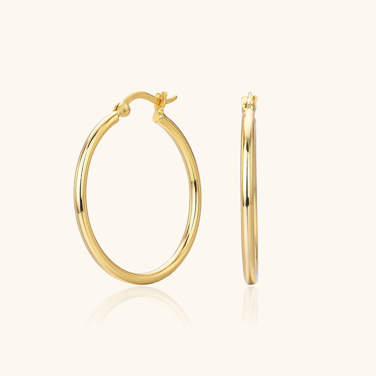 Polished Tube Hoop Earrings - Gold